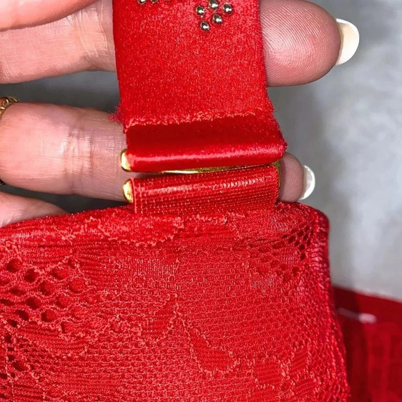 Juicy Couture Red Lace Sexy Bustier Convertible Strapless Bra Top 34B NWT - Picture 6 of 7